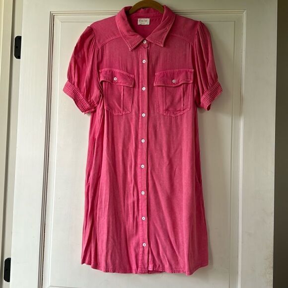 Like New Worn Once Cute Puff Sleeve Button Front Dress By Fate - Picture 1 of 6